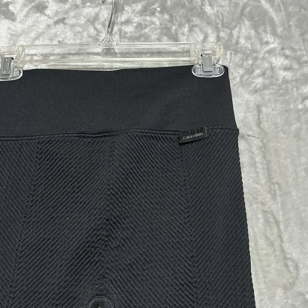 NWT Calvin Klein Sport Performance Leggings Womens Size M Black Textured Stretch - Picture 10 of 13